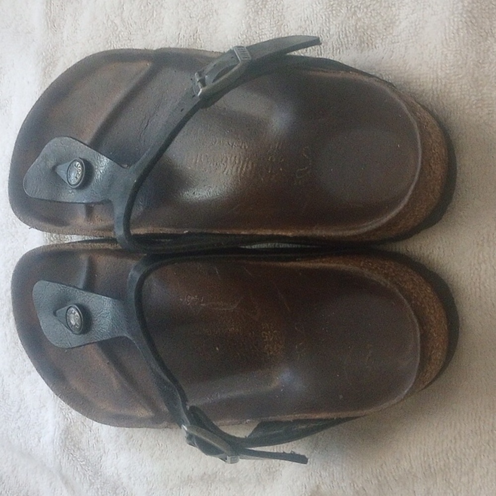Birkenstock Gizeh Black Leather Sandals Pre-owned Size 38